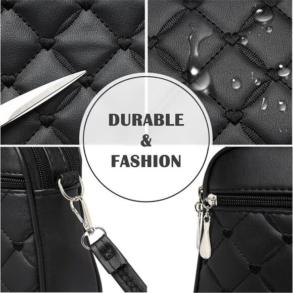 Stylish Vegan Leather Mini Crossbody Bag with Zipper Closure and Gold Accents - Picture 5 of 6